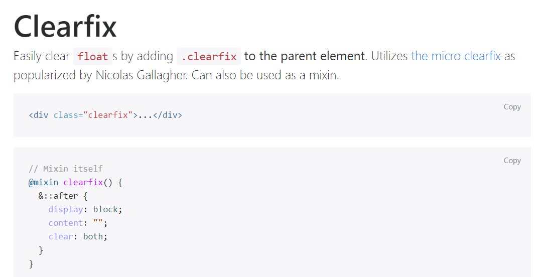 Bootstrap clearfix  approved documentation
