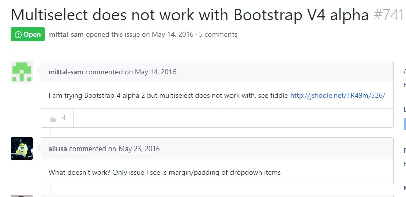 Multiselect does  not really  function  by using Bootstrap V4 alpha