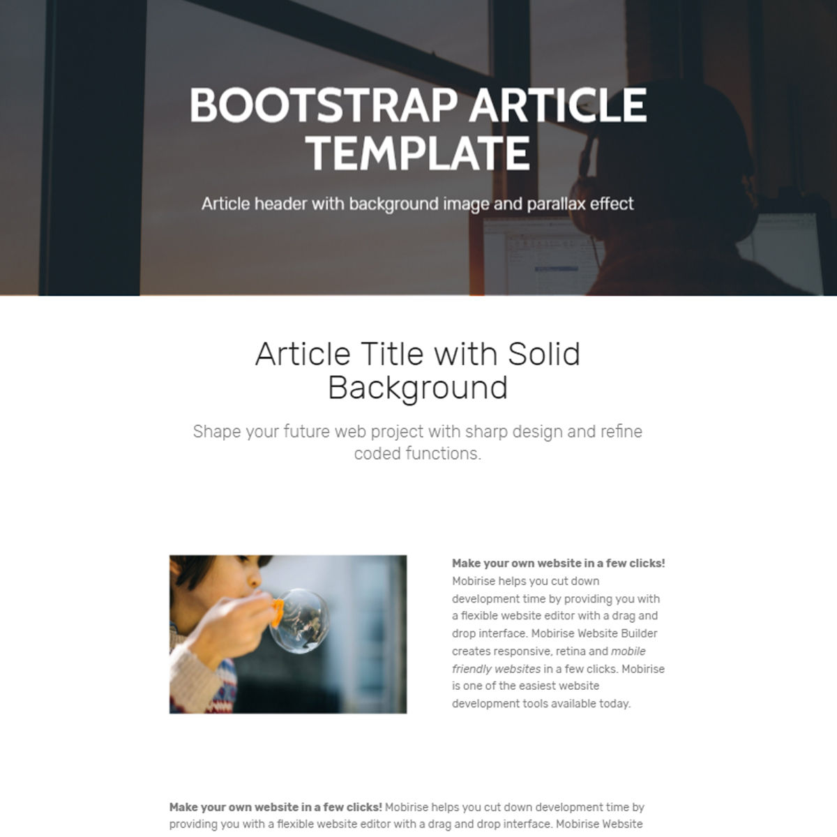 Free Bootstrap  Article  Templates